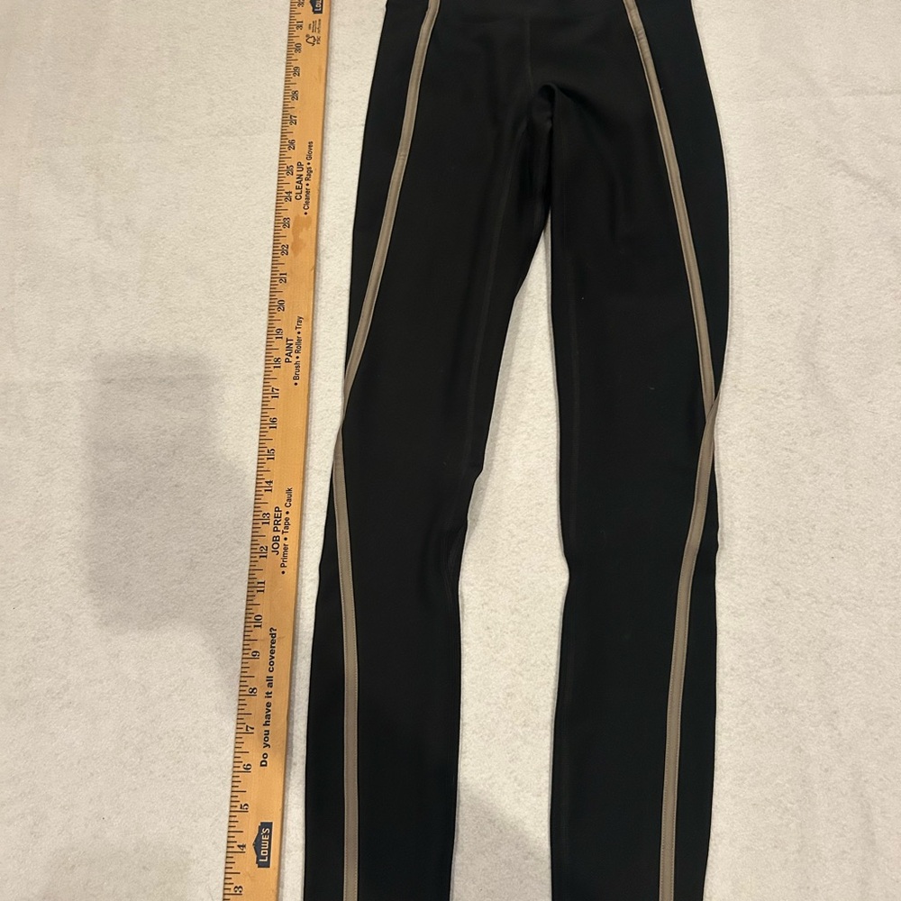 YPB Black Leggings with Taupe Side Stripe - Women's Athletic Leggings